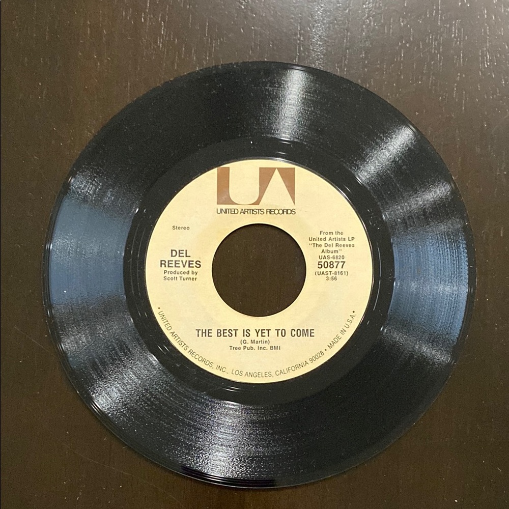 United Artists 45 RPM Single — "The Best Is Yet To Come" Del Reeves (3/$10 *)